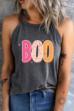 Round Neck Sleeveless BOO Graphic Tank Top Charcoal Tanks & Camis