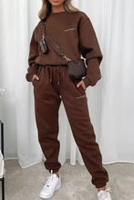 Brown love forever round neck sweatshirt and joggers set