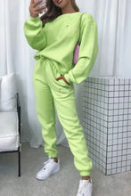 Lime green Round Neck Sweatshirt and Joggers Set with embroidered heart details
