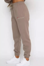 Beige sweatpants with drawstring waistband and love forever embroidery in Round Neck Sweatshirt and Joggers Set