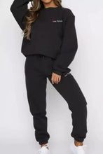 Black love forever sweatshirt and joggers set with embroidered text
