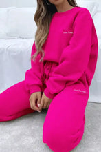 Bright pink Round Neck Sweatshirt and Joggers Set with love forever embroidery