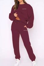 Maroon love forever round neck sweatshirt and joggers set