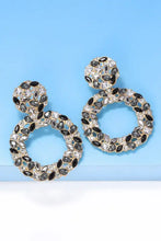 Round shape acrylic dangle earrings with silver hoops and gemstone accents