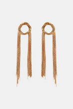 Round shape fringed copper tassel drop earrings with gold-toned braids