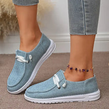 Round Toe Canvas Slip-Ons Dusty Blue Woman Loafers