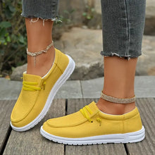 Round Toe Canvas Slip-Ons Gold Woman Loafers