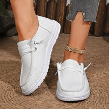 Round Toe Canvas Slip-Ons White Woman Loafers