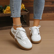 Round Toe Lace Up Sneakers White Woman Sneakers