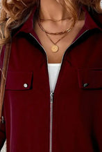 Burgundy zip-up jacket with gold hardware in Royal Blue Collection