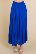 Royal Blue Frill Ruched Midi Skirt for Women ROYAL