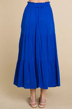 Royal Blue Frill Ruched Midi Skirt for Women