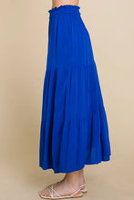 Royal Blue Frill Ruched Midi Skirt for Women