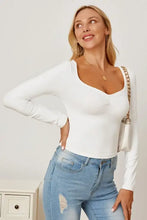 White ruched long sleeve sweetheart neck crop top