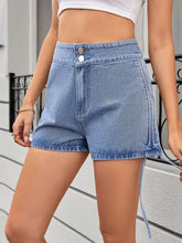 Ruched Side Drawstring Denim Shorts Denim Shorts