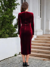 Ruched Slit Surplice Wrap Dress Cocktail Dress