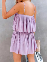 Lavender ruched spaghetti strap romper, machine wash cold