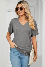 Ruched V-Neck Short Sleeve T-Shirt Woman T Shirts
