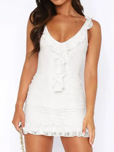 Ruffle Trim Lace Mini Dress Woman Casual Dress