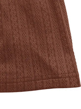 Brown diamond textured knit fabric on Ruffled Hem Long Sleeve Knit Dress