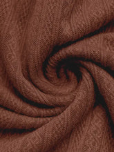 Rust-colored cable knit scarf detail on Ruffled Hem Long Sleeve Knit Dress