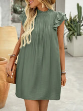 Ruffled Mock Neck Cap Sleeve Mini Dress Casual Dresses