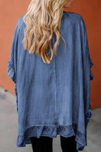 Ruffled Open Front Denim Top Woman Denim Tops