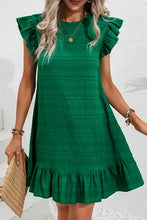 Ruffled Round Neck Cap Sleeve Dress Casual Dresses