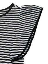 Ruffled Round Neck Striped Knit Top with Flutter Sleeves for Women Woman T Shirts