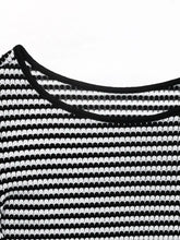 Ruffled Round Neck Striped Knit Top with Flutter Sleeves for Women Woman T Shirts