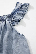 Ruffled Shirred Denim Top Woman Denim Tops
