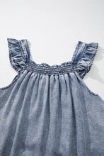 Ruffled Shirred Denim Top Woman Denim Tops