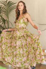 Ruffled Tiered Scoop Neck Cami Floral Maxi Dress MAUVE SAGE COMBO