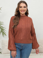 Rust Cable Knit Pullover Sweater with Long Sleeve Length Ochre