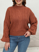 Rust Cable Knit Pullover Sweater with Long Sleeve Length