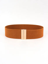 Rust-colored alloy buckle elastic belt with gold-tone clasp