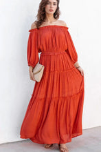 Off the Shoulder Tiered Orange Maxi Dress