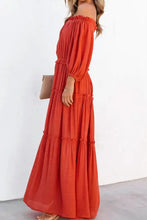 Off the Shoulder Tiered Orange Maxi Dress Maxi Dresses