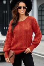 Rust Orange Off-the-Shoulder Knit Sweater Long Sleeve Length Pullover Rust