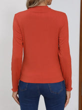 Rust Orange Ribbed Long Sleeve Top with Blue Jeans for Women