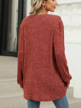 Rust Ribbed Knit Tunic with Pocket