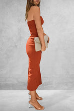 Rust Ribbed Sleeveless Midi Dress