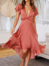 Rust Satin Midi Dress with Tie Front and Back Coral