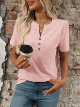 Sage Green Eyelet Blouse with Decorative Buttons Blush Pink Woman T Shirts