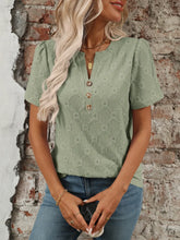 Sage Green Eyelet Blouse with Decorative Buttons Sage