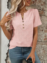 Sage Green Eyelet Blouse with Decorative Buttons Woman T Shirts