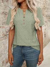 Sage Green Eyelet Blouse with Decorative Buttons