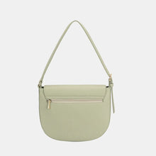 Sage Green Leather Shoulder Bag with Metal Buckle