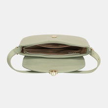Sage Green Leather Shoulder Bag with Metal Buckle