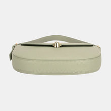 Sage Green Leather Shoulder Bag with Metal Buckle
